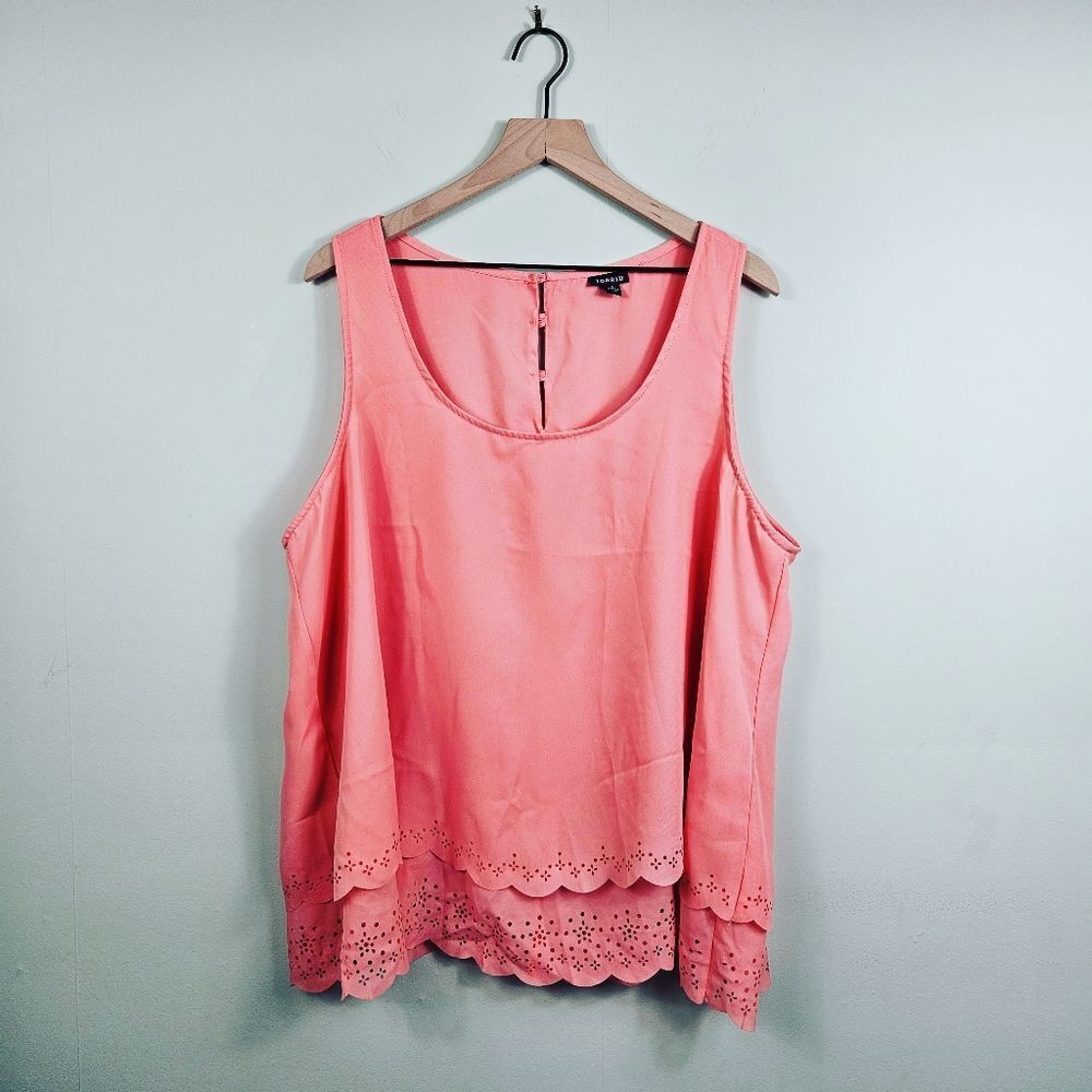 Torrid Sleeveless Layered Blouse. Coral 1X